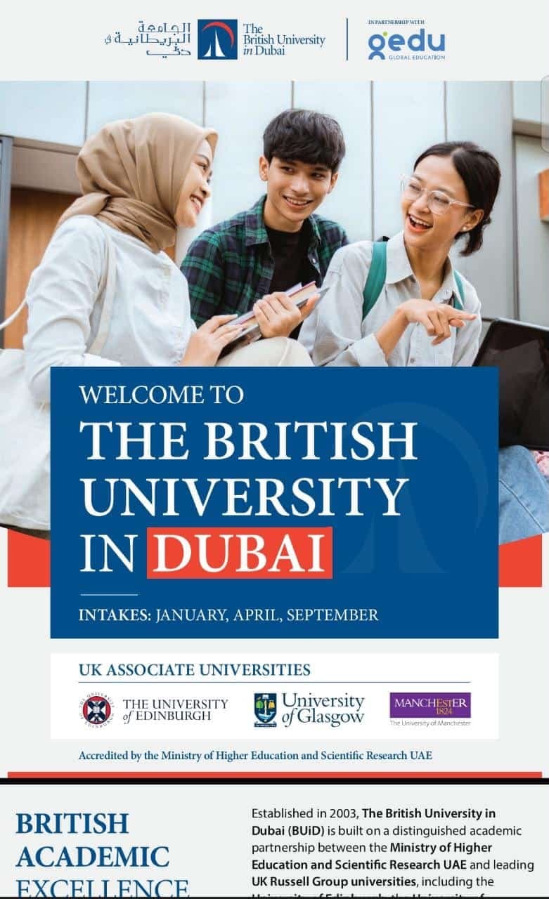 STUDY AT A BRITISH UNIVERSITY IN DUBAI.
